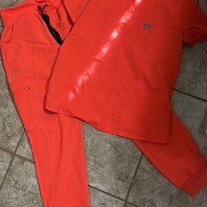 Figs Bright Orange Scrub Set